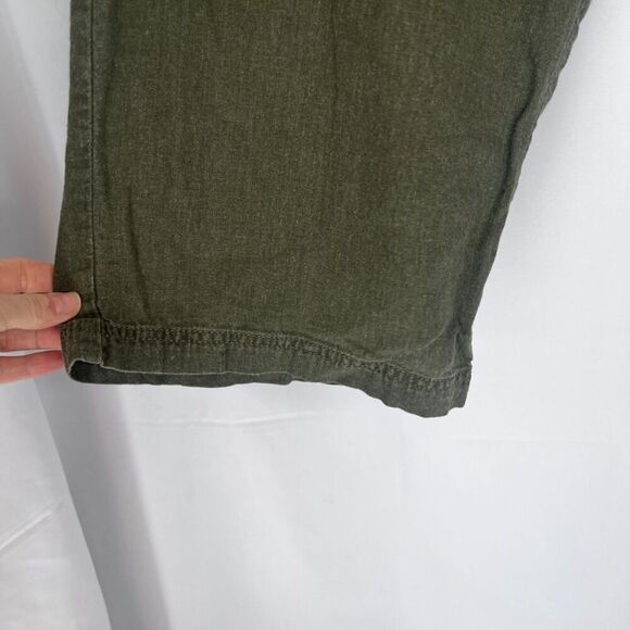 Christopher & Banks Army Green Linen Blend Cropped Casual Pants Size 16 - Picture 6 of 10